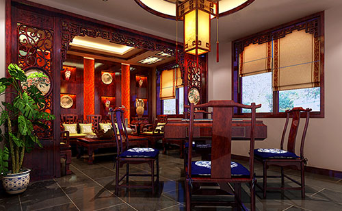 新县古典中式风格茶楼包间设计装修效果图